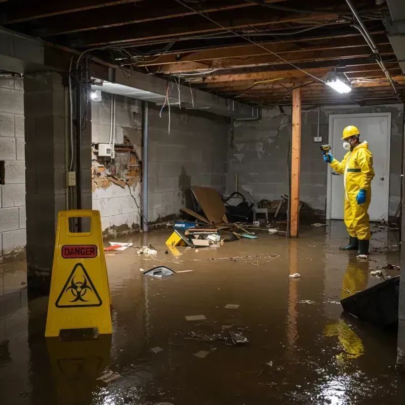 Flooded Basement Electrical Hazard in Angier, NC Property