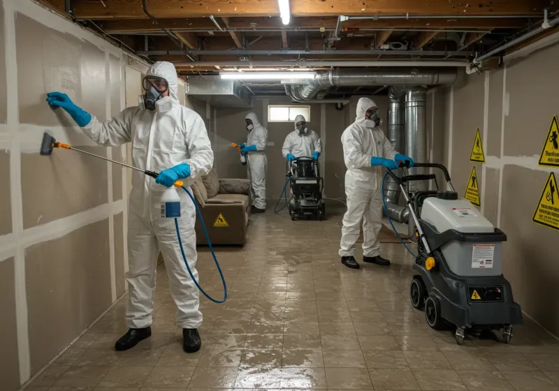 Basement Moisture Removal and Structural Drying process in Angier, NC